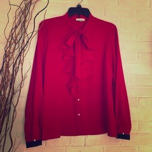 Red Long Sleeve Calvin Klein Blouse